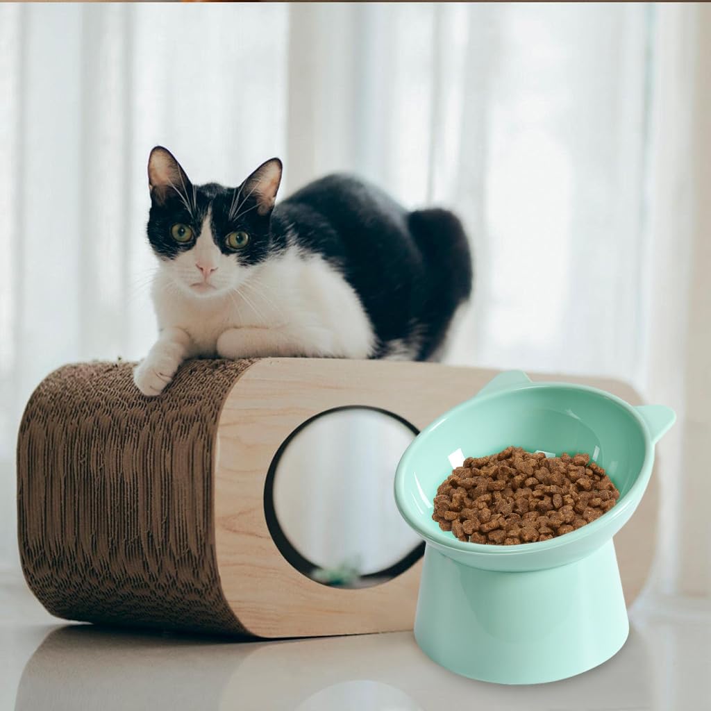 HASTHIP® Cat Bowl, Elevated Cat Food Bowls Shallow Cat Feeding Bowl - Thickened PP Fabric, Anti-Tip 15° Tilt, Easy Clean Puppy Bowl