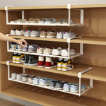 HASTHIP Shoe Rack for Cabinet Organization with 15.7–23.6 in Expandable Divider | White Cotton Insert Shelf