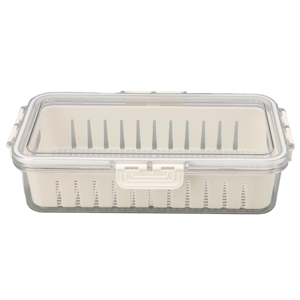 HASTHIP® Refrigerator Organizer Multifunctional Clear Fridge Storage Bins with Drain Tray, Stackable Food Containers for Fruits, Vegetables, Kitchen Pantry, Freezer, BPA-Free, Large Capacity,