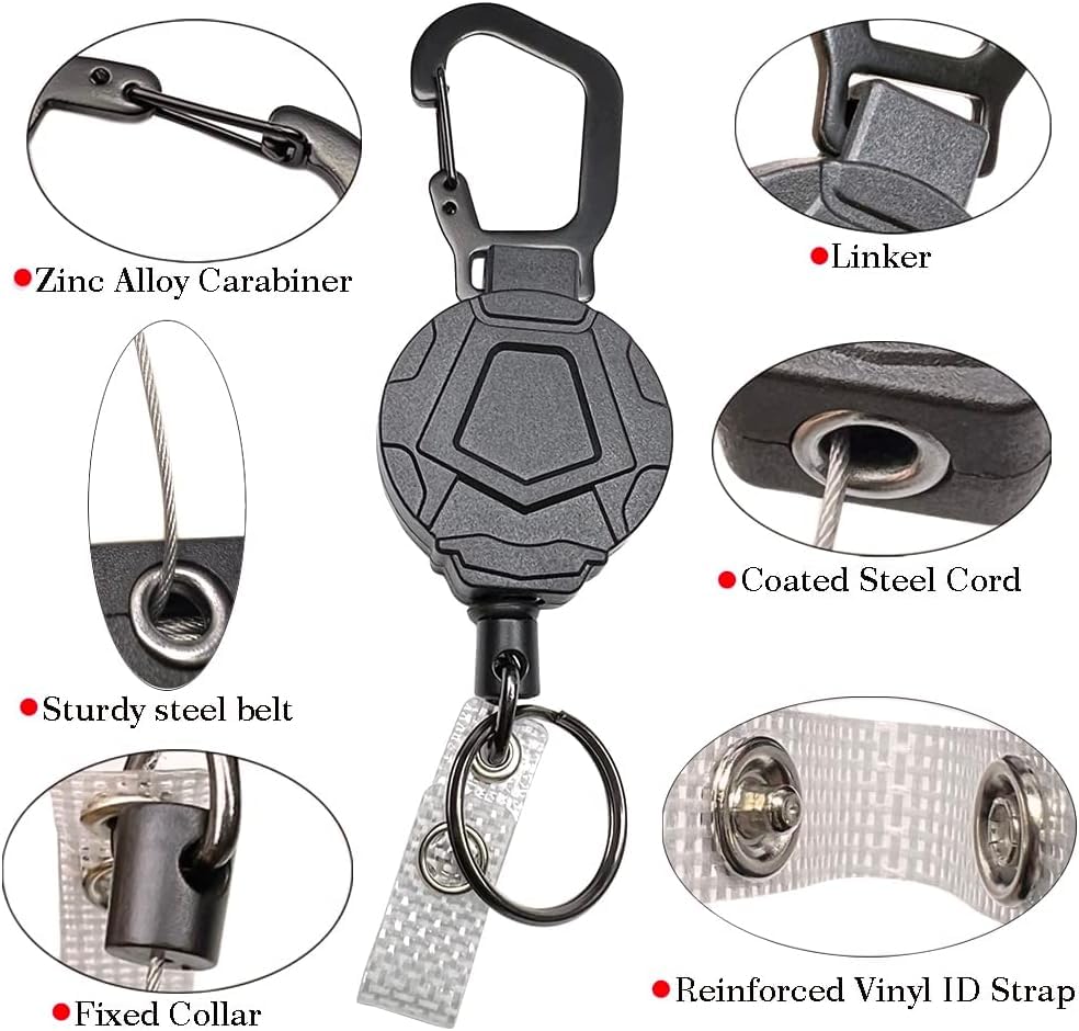 HASTHIP Retractable Keychain for ID Badge and Keys with 31.7 in Metal Reel | Stainless Steel Wire