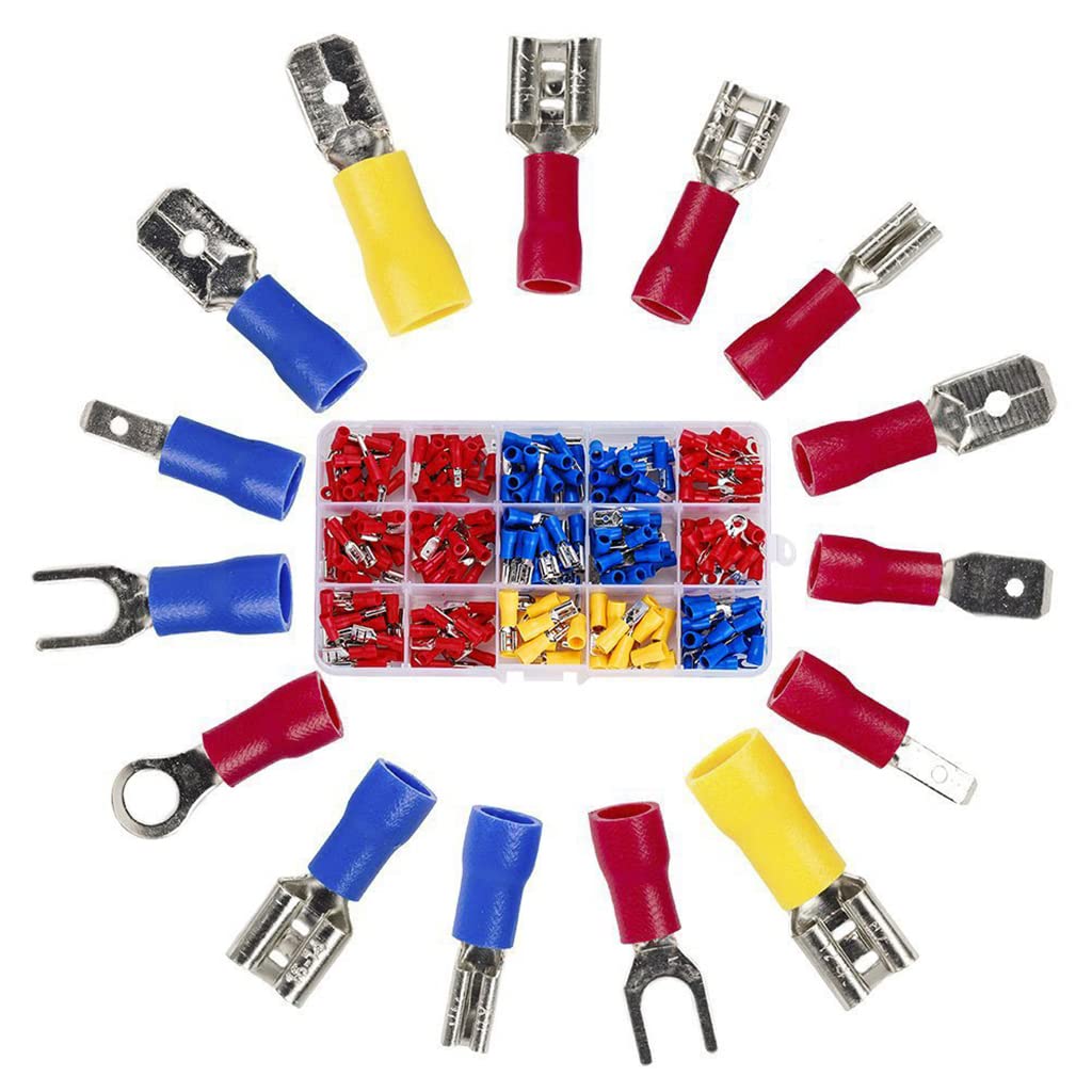 280pcs Wire Connector, Cable Connector Wire Connector Jointer Crimp Connectors Assortment Set, Electric Cable Lugs, Flat, Round Connectors, Fork, Ring Terminals, Butt Connectors