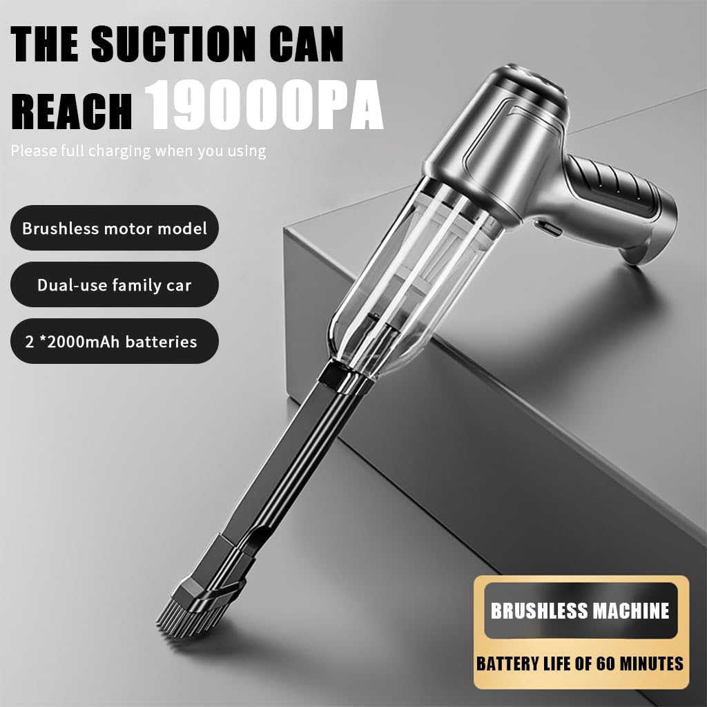 Electric Compressed Air Duster, 19000PA Handheld Cordless Air Duster, 120W 35500RPM Car Vacuum Cleaner & Multi Nozzle
