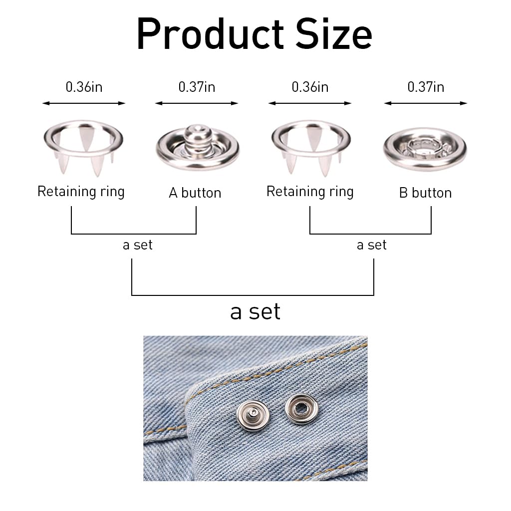 HASTHIP Metal Snap Buttons Kit for DIY Sewing and Clothing | 100 Sets with Pliers Tool