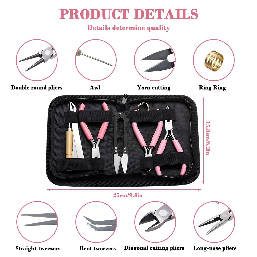 HASTHIP Jewelry Making Tool Set for DIY Crafts with Ergonomic Non Serrated Pliers | 8 Pieces