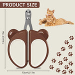 HASTHIP® Cat Nail Cutter for Persian Cat, Cute Cat Clipper Bear Design Nail Cutter for Cat, Stainless Steel Brown Cat Nail Trimmer PP Handle Cat Nail Clipper Pet Nail Cutter for Small Pets