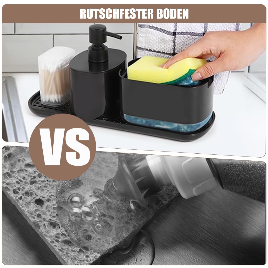 HASTHIP Kitchen Soap Dispenser for Sink with 2‑in‑1 Drain Rack and 12.2×4.3×6 in Slim Design | Multipurpose for Kitchen and Bathroom