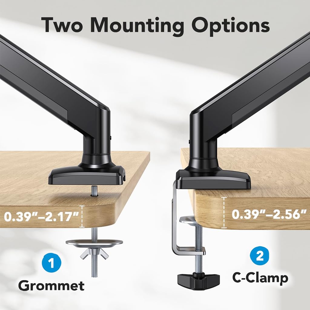 Desk Monitor Mount Aluminum Alloy Monitor Arm Desk Mount with Flexible Arm 360° Rotatable Monitor Screen Mount Screw-Mount