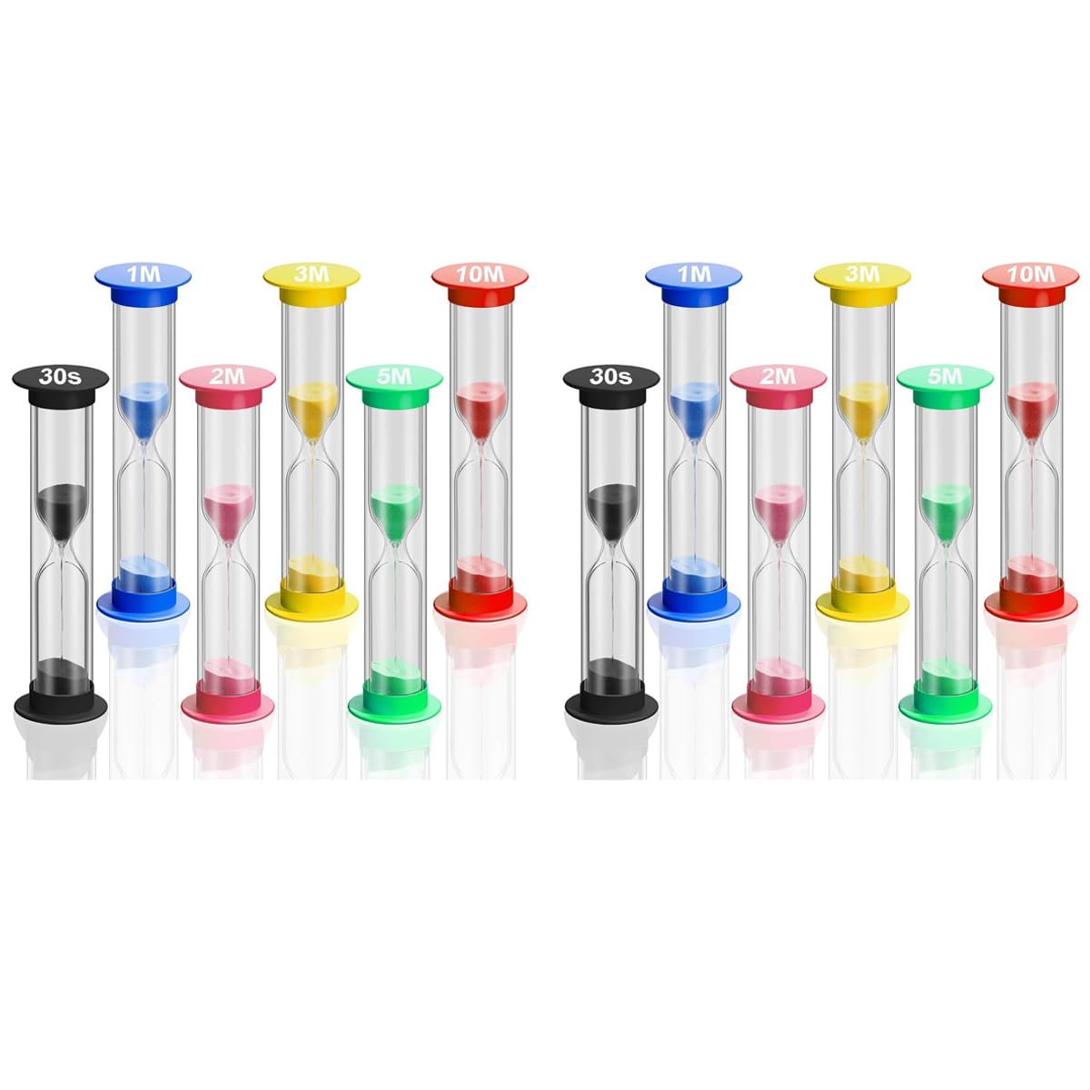 HASTHIP Hour Glass Sand Timer Set for Classroom and Kitchen Use with 12 Pack 3.4in | 6 Colors PVC Tube Design