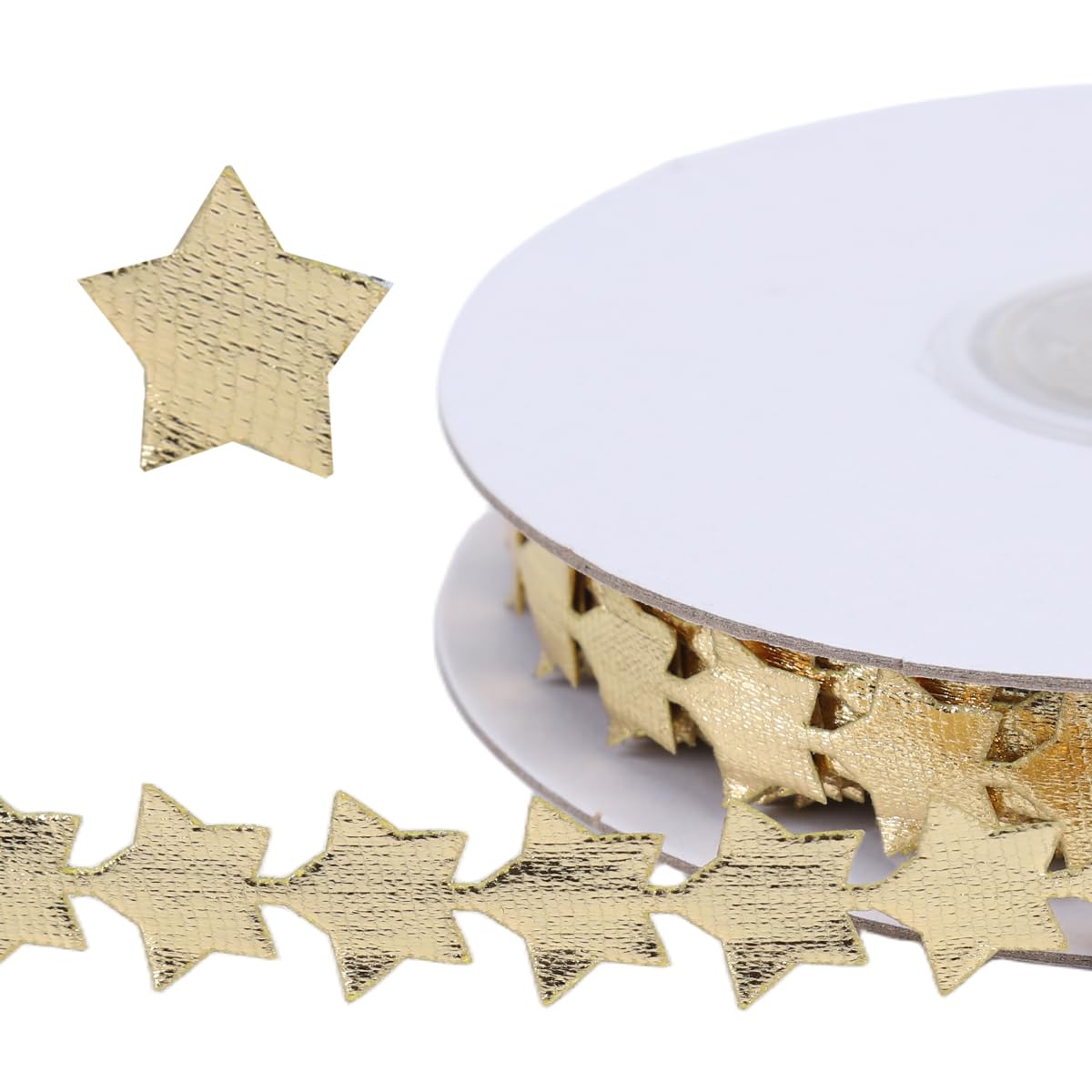 HASTHIP Glitter Star Ribbon Roll for Gift Wrapping featuring 32.8ft Chain Trim | Golden Cloth Decoration for Crafts and Party Decor