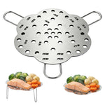 HASTHIP® Cesta Vaporizadora Plegable de Acero Inoxidable SUS304 - Rejilla de Vapor Ajustable y Expandible con Patas Antideslizantes, Ideal para Verduras, Mariscos y Cocina Multifuncional, Apta para