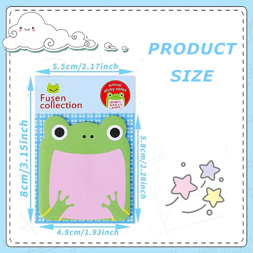 HASTHIP Sticky Notes for School and Office featuring 24 Packs 8 Cartoon Animal Designs | Self-Adhesive Removable Pads for Kids and Adults