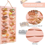HASTHIP Hair Claw Holder Organizer for Wall Hanging with 20 Belts 35x80cm Felt Pink | For Women Girls Storage Display