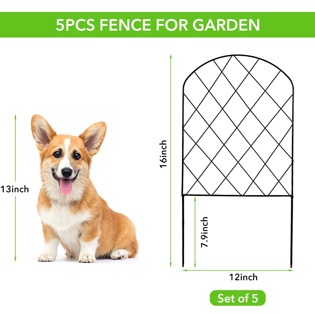 HASTHIP® Metal Garden Fence Outdoor - Versatile Decorative Fence for Garden - Garden Plant Partition Fence - Outdoor Garden & Patio Decoration Items - Garden Fence for Flower, Lawn, Pathway (5 Pcs )