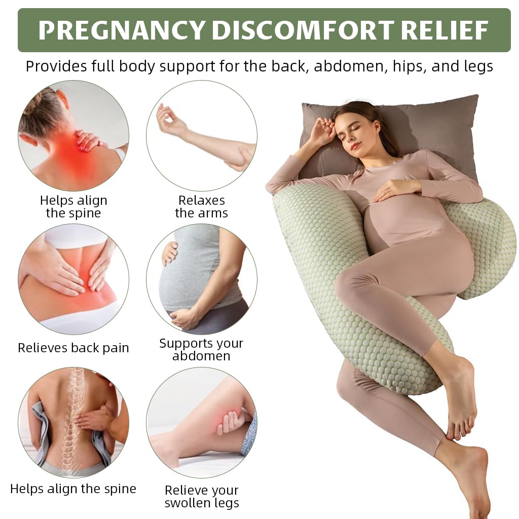 HASTHIP Pregnancy Pillow for Full Body Comfort with 2 Wedge Lumbar Pillows and Soft Washable Cover