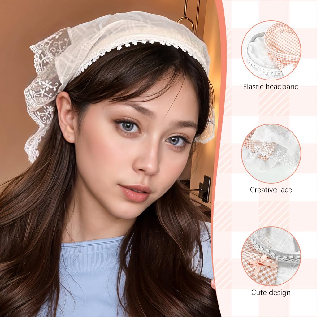 HASTHIP 2-Pack Lace Headbands with Bow Detail for Women