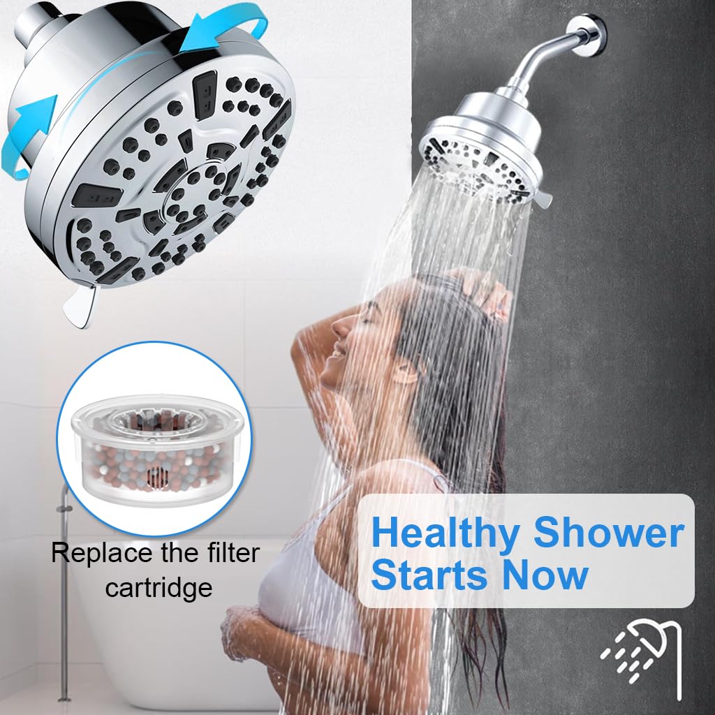 HASTHIP Filtered Shower Head with 20 Stage Filtration and 8 Spray Modes | 5 inch High Pressure Design