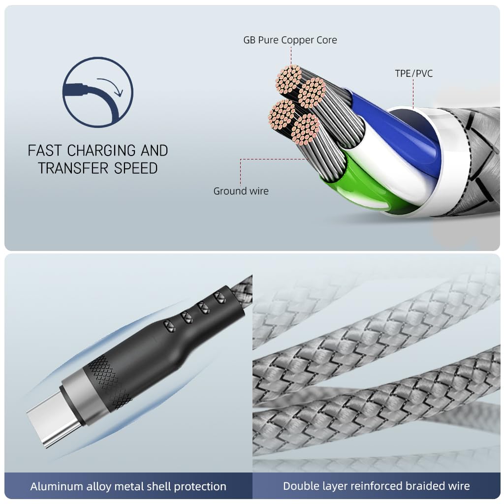 Light-ning Charging Cable 27W 3A Fast Charging Cable 10ft Long Light-ning Charging Cable Data Cable Support 480Mbps Data Transmission Compatible with Phone