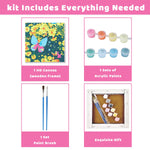 HASTHIP Paint by Numbers Kit for Adults and Kids with Brushes & Acrylic Pigments 20x20cm | Butterfly Flower Blossom Canvas Painting for Relaxing DIY Art