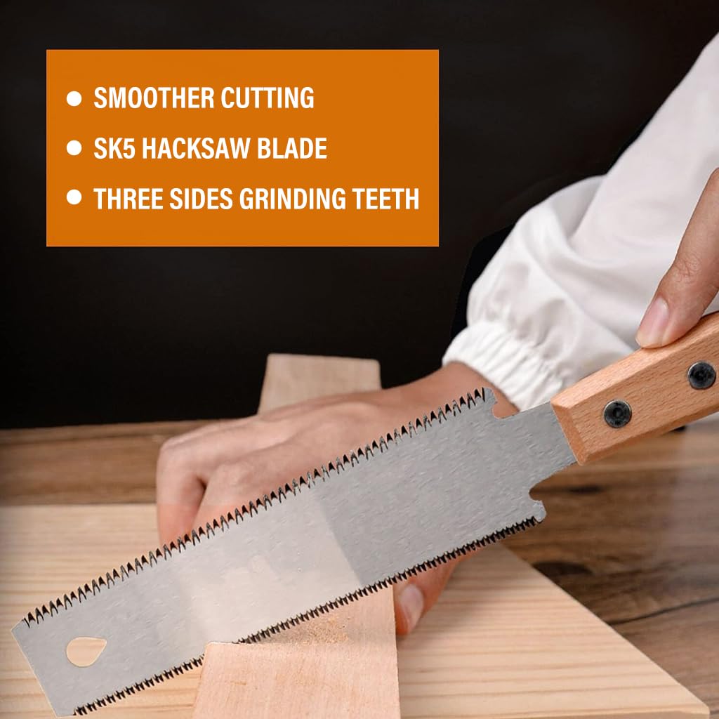 HASTHIP Hand Saw for Woodworking and Gardening with 30cm Dual Side Blade | Smooth Wooden Handle