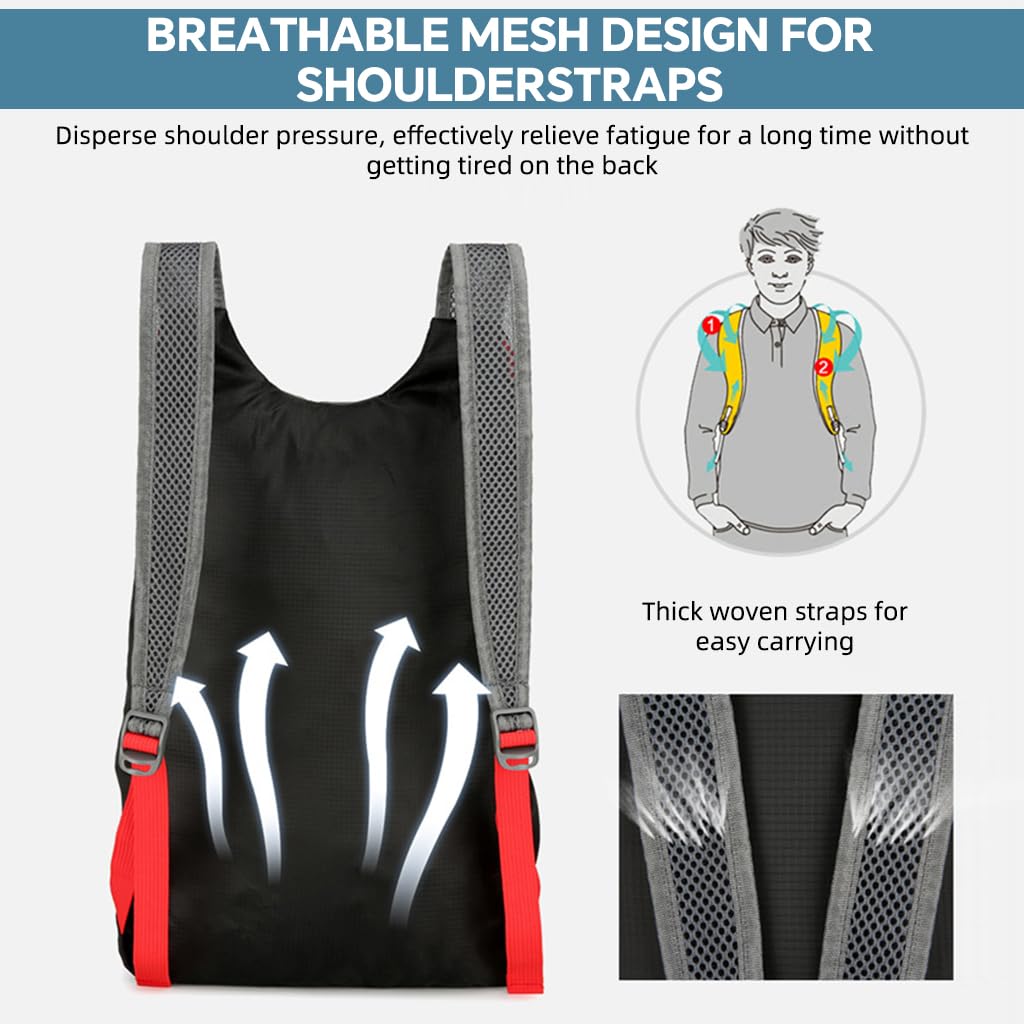 HASTHIP Lightweight Trekking Bags for Hiking with Moisture Wicking Straps 27x14x39cm | Packable Quick Dry Backpack
