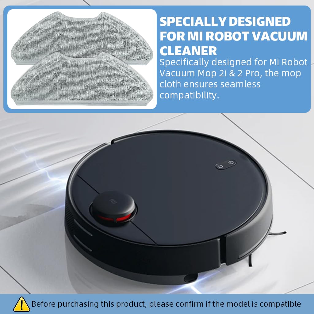HASTHIP Microfiber Mops Cloth for Mi Robot Vacuum Mop 2i and 2 Pro Pack of 2 | Wet and Dry Cleaning Replacement
