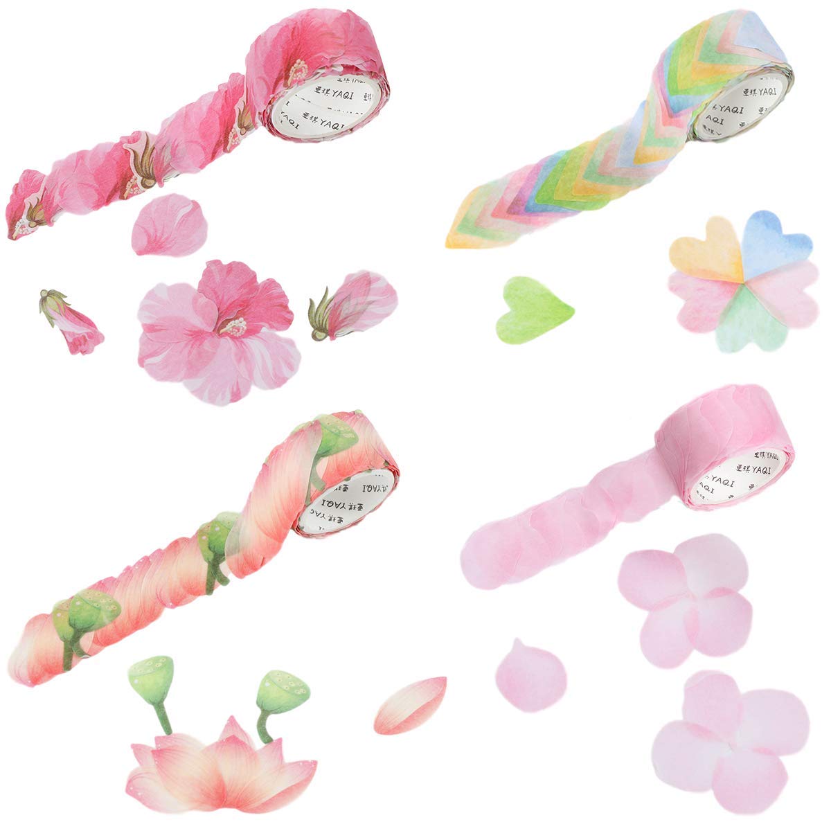 HASTHIP Washi Tape for Scrapbooking and DIY Crafts featuring 4 Rolls 200 Petals Roll Pink
