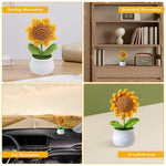 HASTHIP Desk Decor Small Crochet Sunflower Pot for Office or Home | Handmade 8x14cm Table Decoration