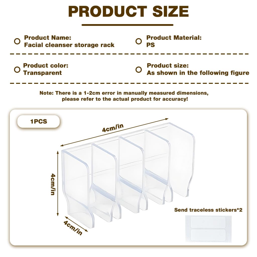 HASTHIP Wall Skincare Organizer for Bathroom and Kitchen featuring 4 Slot Acrylic Design | Drill Free Adhesive Holder
