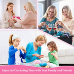 HASTHIP Crochet Hooks Set for DIY Knitting with Ergonomic Handles and 74PCS Aluminum Tools