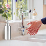 HASTHIP Soap Dispenser Bottle for Kitchen and Bathroom featuring Manual Pump and 550ml Stainless Steel Refillable Design