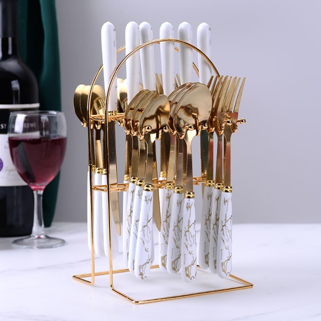 HASTHIP® 24Pcs cutlery set Spoons Set Spoons Silverware, Stainless Steel Spoon, Silver Spoons, Silverware Spoons for Home, Kitchen, Restaurant,