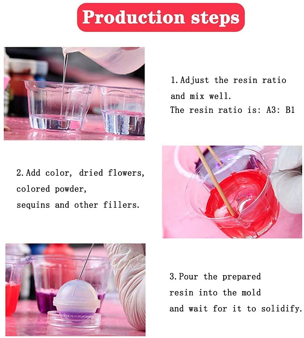 HASTHIP Silicone Resin Art Kit for Jewelry Making with 109 Pcs Molds and Tools | Reusable Transparent Silicone Set