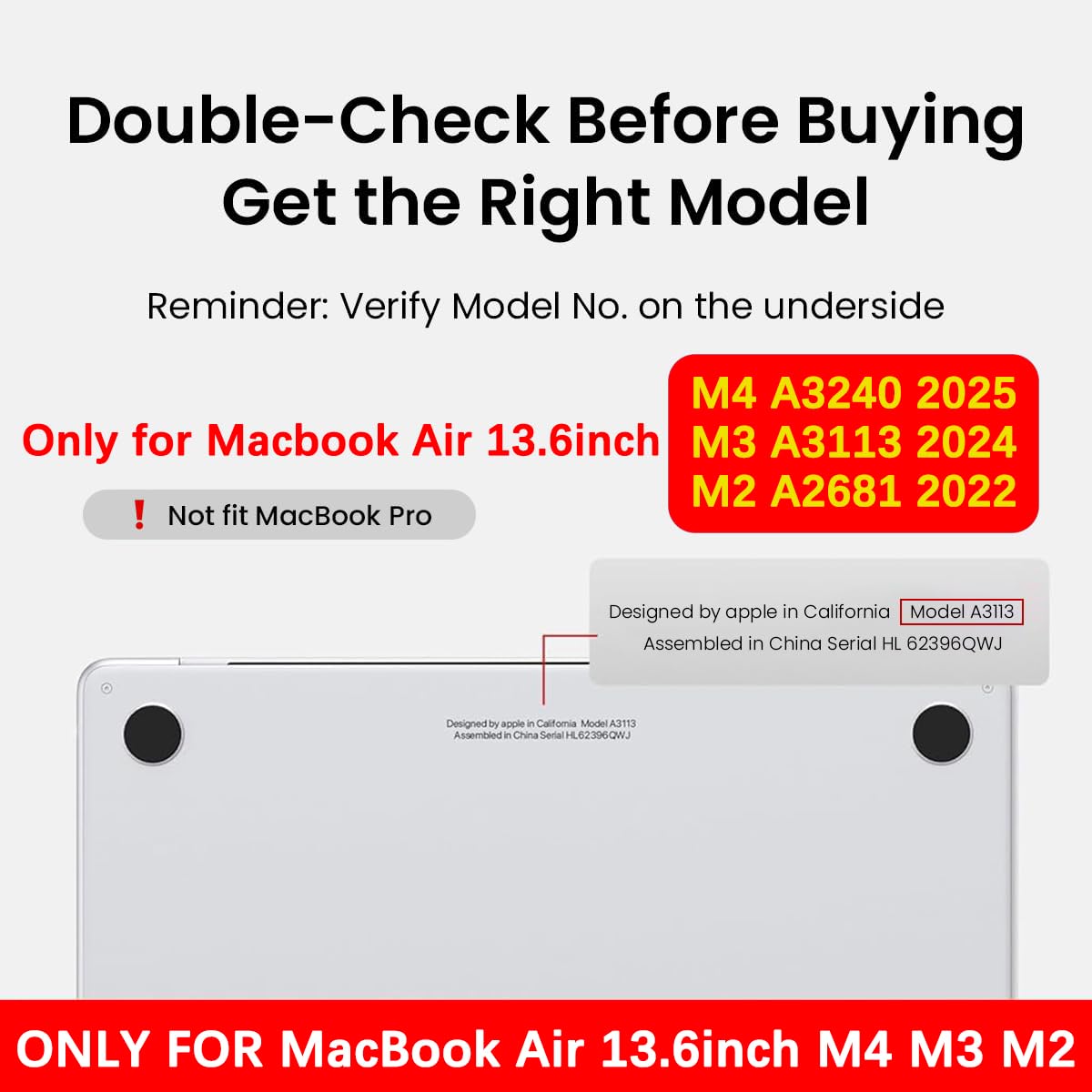 HASTHIP Laptop Case for MacBook Air 13.6 inch M4 M3 M2 featuring 2 piece snap on clear hard shell