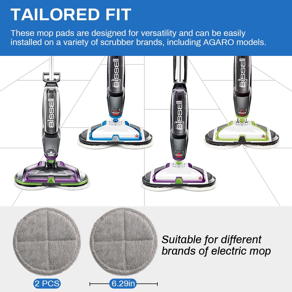 HASTHIP® 2Pcs Replacement Mop Pads for AGARO Floor Scrubber 16cm/6.3 inches Mop Pads Water Abserbent Scrubbing Pads Cleaning Pads Universal Replacement Mop Pads.