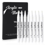 8 Pack White Paint Pen White Acrylic Permanent Marker White Mark Pens, 2mm Waterproof Smudge Resistant Quick Dry Mark Pens, for Plastic Leather Glass Stone Metal Canvas Ceramic Marker