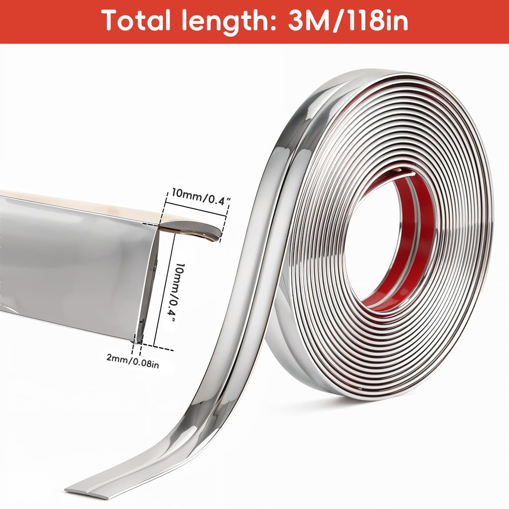 HASTHIP Wall Molding Trim for Corner Protection featuring Self Adhesive L Corner Design 9.84ft PVC Silver