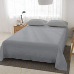 HASTHIP Bed Sheet Set 3 Piece with Flat Sheet and 2 Pillow Covers | Soft Microfiber Queen Light Gray