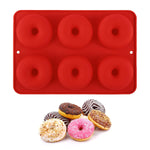 HASTHIP® Silicone Donut Mold Non-Stick 3-Pack Baking Tray Set, 6-Cavity Round Donut Pan for Oven, BPA Free Silicone Doughnut Mold for Cupcakes, Muffins, Bagels, Easy Release Bakeware - Red