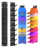 HASTHIP® 1 Pack Hat Organizer for Baseball Caps, Strong Adhesive Hat Rack for Wall, Multilayer Display Holder, Wall Mounted Hat Hooks Hold up to 9 Hats for Closet Door and Bedroom Hat Storage(Black)