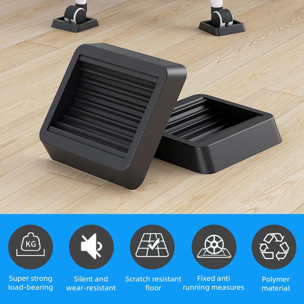 HASTHIP Caster Wheel Pads for Office Chairs and Furniture featuring 3.14 in Grooved Rubber | Non Slip Floor Protection