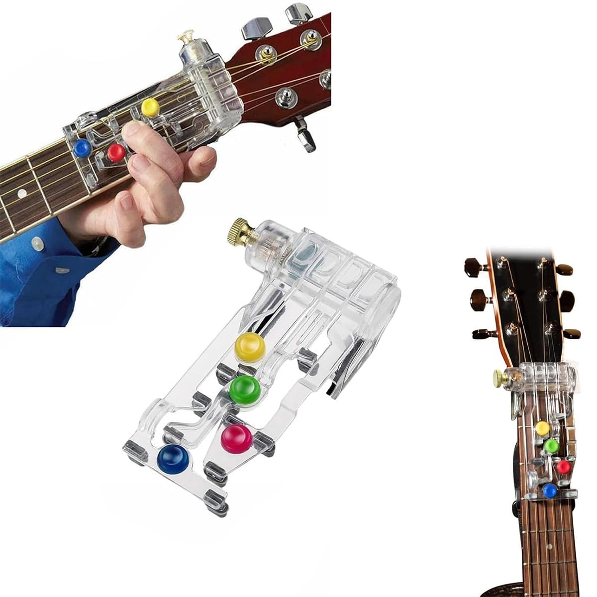 HASTHIP Guitar Chord Learning Tool for Beginners with Clip-On Presser and 12.5 x 7.5 cm Ergonomic Design | Pain-Free Practice Aid for Indian Youth