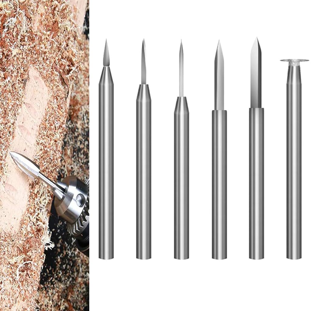 HASTHIP® Juego de 6 Brocas de Tallado Detallado para Herramienta Rotativa Dremel,Brocas Grabado Acero Inoxidable,Escultura para Madera Metal y DIY Artesanía