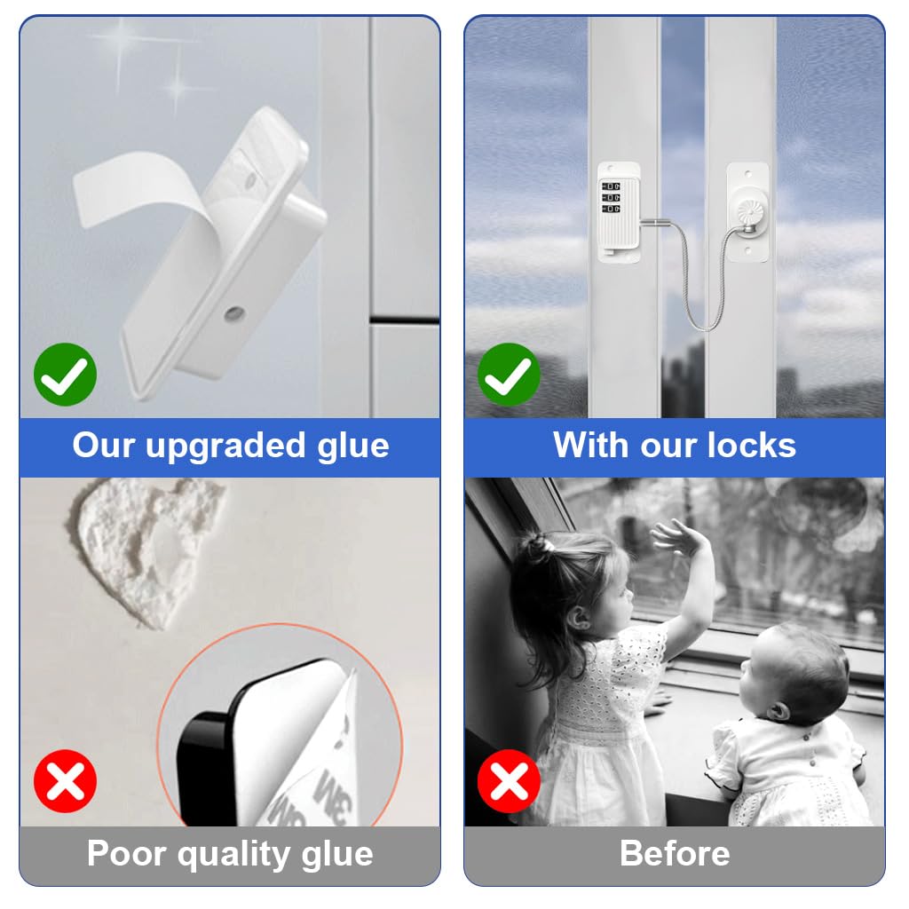 Door Lock for Kids' Safety, Fridge Lock with Password, Nail-Free Password Chain Lock, Multifunctional Cabinet Locks for Refrigerator, Cabinets and Drawers, Closets, Windows, Doors (White)