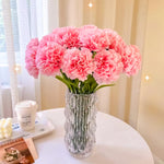 HASTHIP Artificial Carnation Flower Bunches for Home Decor with 5 Branches and Pink Blooms | Elegant Festival and Room Decoration