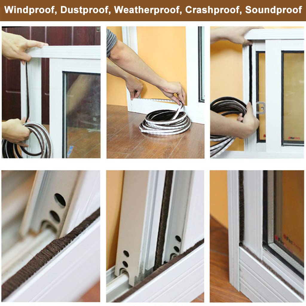 HASTHIP Door Sealing Strip for Sliding Doors and Windows with Strong Adhesive 10 m Brown | Soundproof and Weatherproof