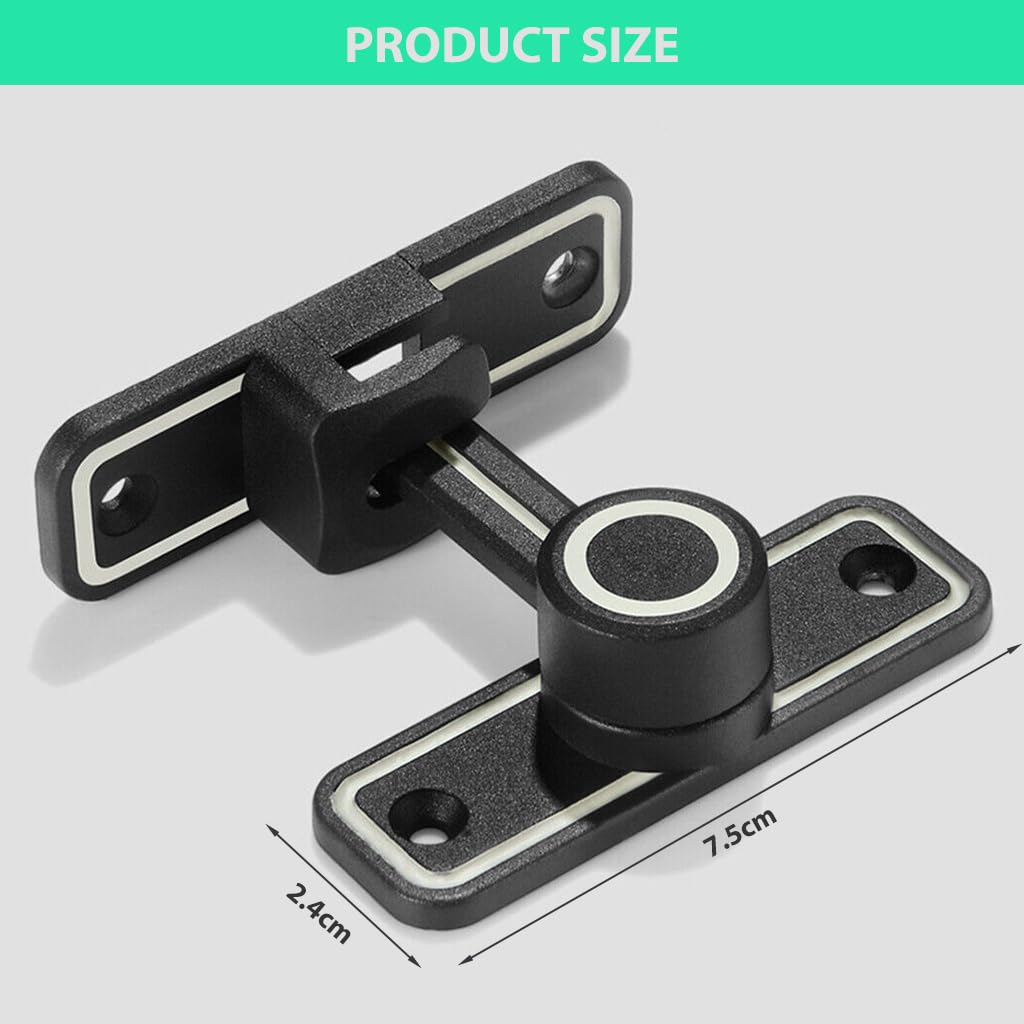 HASTHIP Door Lock for Barn and Sliding Doors with 90° 180° Latch | Zinc Alloy 2PCS Black