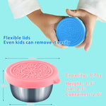 2pcs Salad Dressing Container to Go, 40ML Small Containers with Lids, Reusable Stainless Steel Sauce Cups for Lunch Bento Box, Picnic and Travel, Pink+Blue