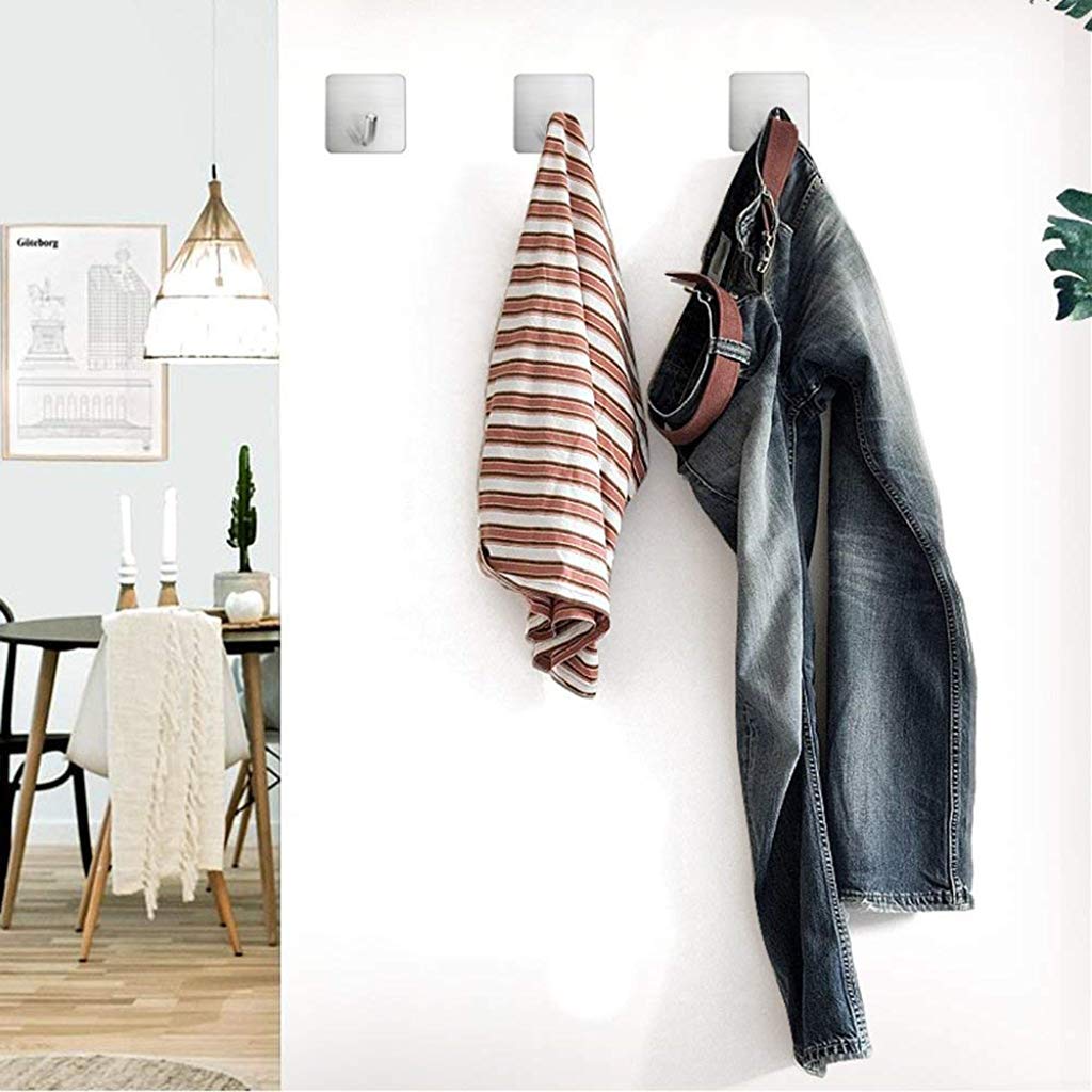 Supvox Self Adhesive Hooks, Heavy Duty Stainless Steel Waterproof Towel Hooks Stick on Hooks Wall Hangers Sticky Hooks for Hanging Bathroom Kitchen Home-4 Packs