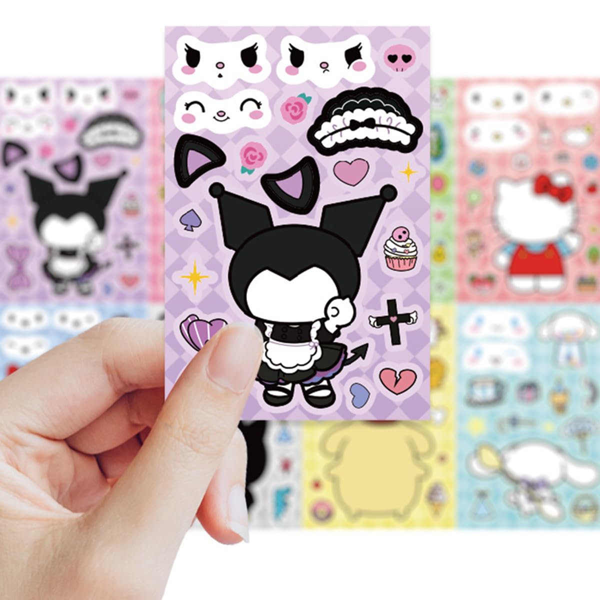 HASTHIP Kawaii Stickers Set 24 Pcs for DIY Sanrio Face Art with Waterproof PVC | Multicolor 10 cm