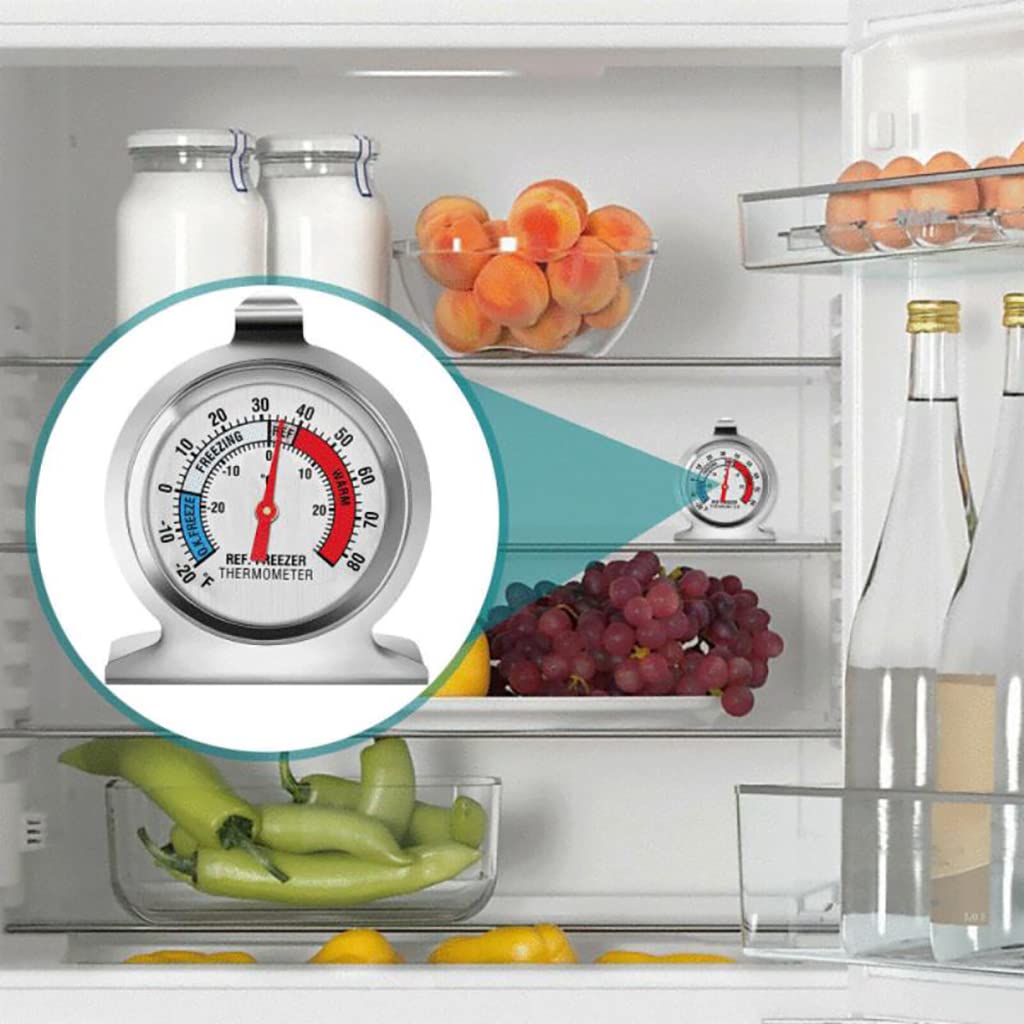 HASTHIP Refrigerator Thermometer for Fridge and Freezer with Large Dial and Hook Design | Stainless Steel -20~80°F / -30~30°C
